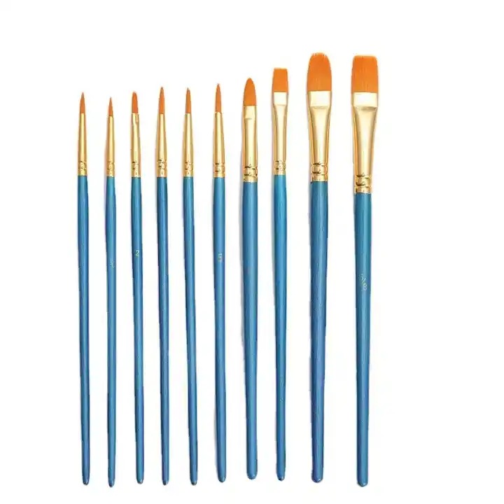 Pensule Premium pentru Pictura - Peri de Nailon, Rezistenta la Caldura si Uzura, Varietate de Dimensiuni, Ideal pentru Acuarela, Acrilice, Ulei, Detalii Miniaturale, Set 10 Piese