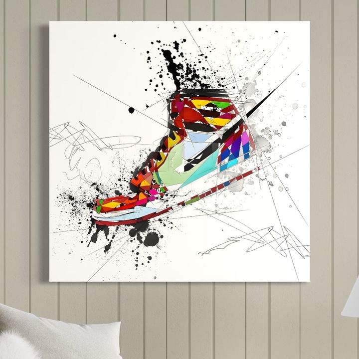 Tablou Canvas Premium, LuxCanva® B1050, Air Jordan, 90 X 90 CM, Panza Bumbac 100% 400g/m2, Sasiu Lemn, Camera copii, Baschet, Sport, Nike, Dormitor, Culori Vibrante