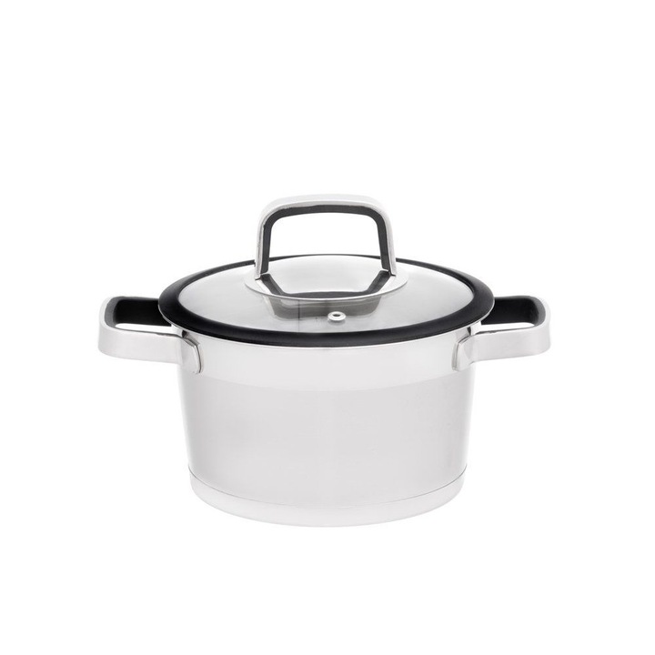 Стоманена тенджера с капак от стъкло Maku 2 L 19 см