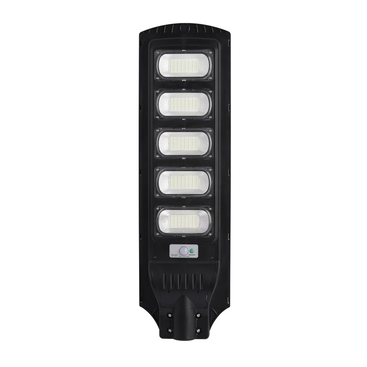 Corp Stradal din aluminiu cu Panou Solar Monocristalin Integrat si telecomanda, 250W, 6500k, IP65, 720 x 240 x 55mm