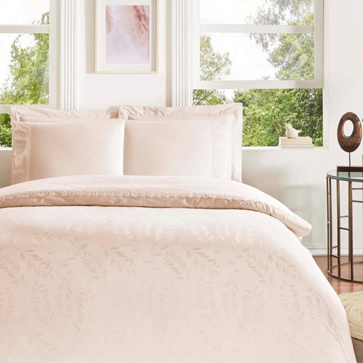 Спално бельо за 2 човека, TAC, Жакард, Кларет Тас, Сатен Делукс, 6 части