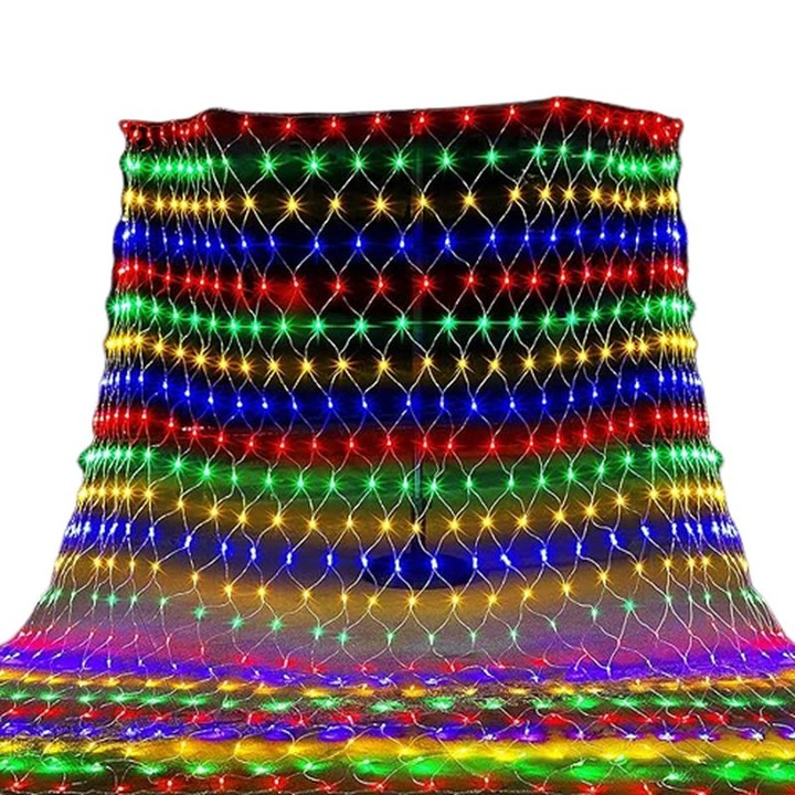 Lumini de Crăciun, plasă, lumină multicoloră, LED, 3m x 80cm