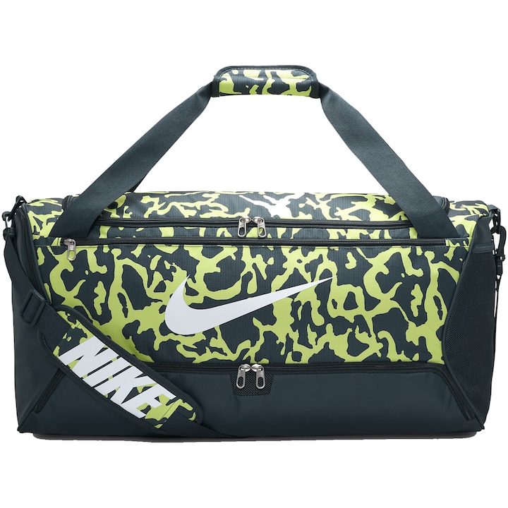Geanta sport Nike Brasilia AOP M, 60 litri, verde