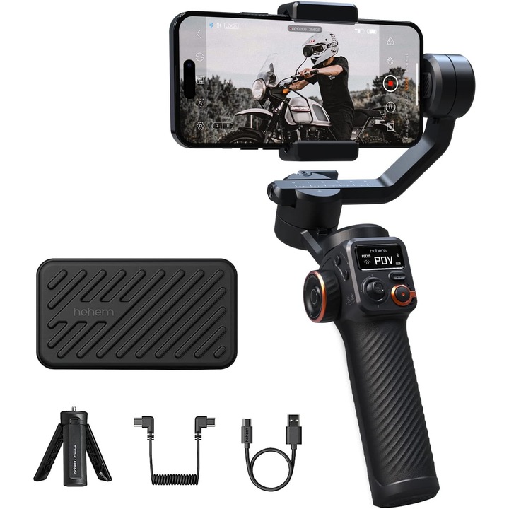 Gimbal стабилизатор за Android и IOS смартфон, Hohem iSteady M6, с 3 оси, OLED дисплей, 2600 mAh батерия, мини статив, 400 g товар