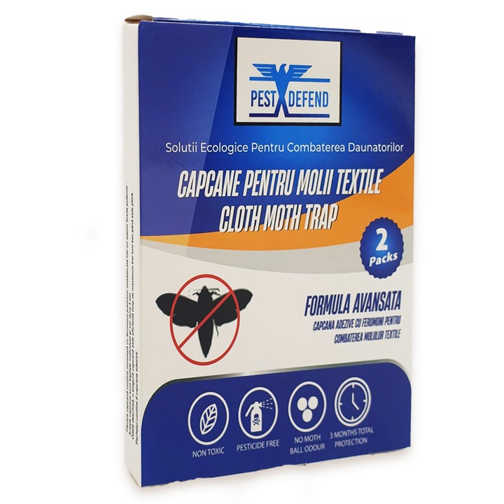 2 Capcane adezive cu feromoni anti molii textile 11x30 cm, Pest-x-Defend