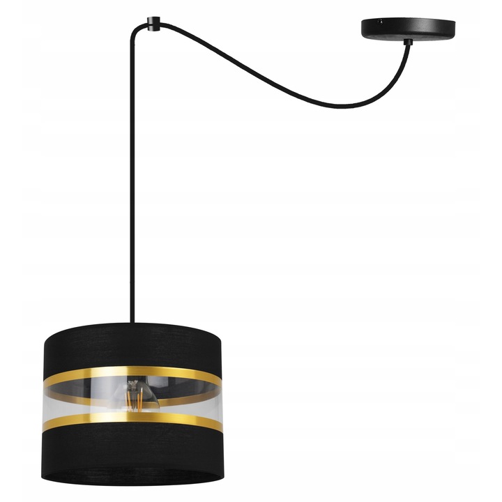 Полилей тип паяк LightHome, 1 регулируемо рамо, Плат, Черен/Златист, 200 см