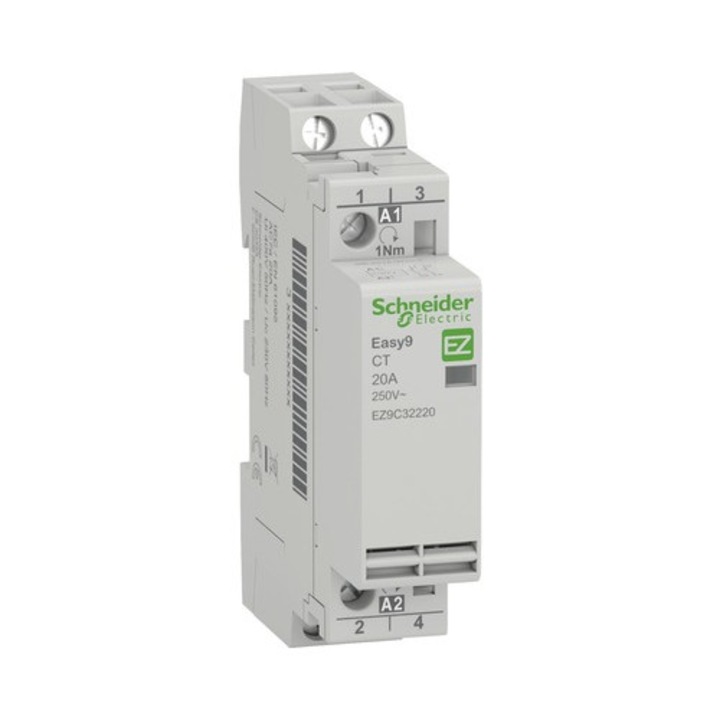 Contactor modular Schneider Electric Easy9 EZ9C32220, 2P, pentru tablouri electrice, 20A