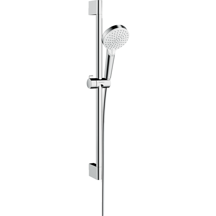Душ комплект Hansgrohe Crometta 100 Vario, 2 функции, Бар 65 см, Бял/Хром