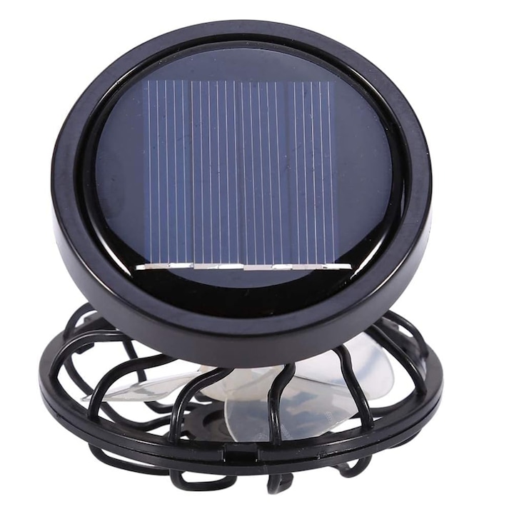 Ventilator solar de camping, Sunmostar, Plastic, 6.5 cm, Negru