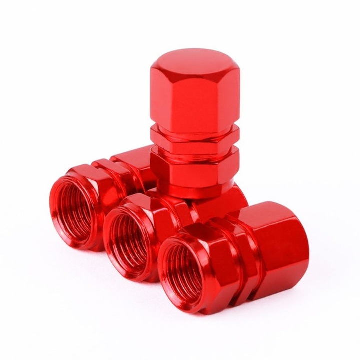 4 db Mercaton® kupak készlet, dekoratív hatszögletű autószelephez, alumínium, 1,8 cm, piros