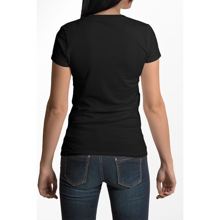 Tricou personalizat pentru dama cu imprimeu, Minnie Mouse - Editie de Craciun model 1, Bumbac, Negru, M