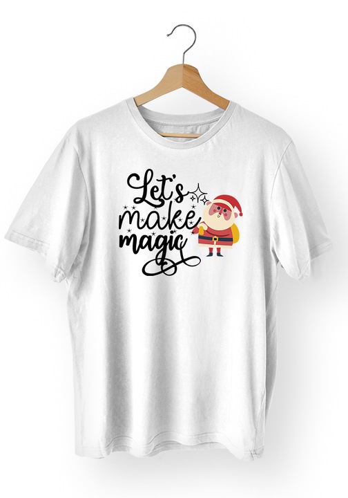 Tricou Dama Christmas A715-Let_s make magic6, Bumbac, Alb, XS