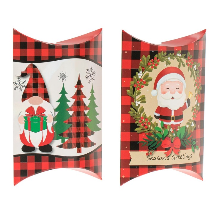 Set 2 cutii tip plic din Carton Shopiens® pentru Cadou de Craciun, 11 x 10 x 3 cm