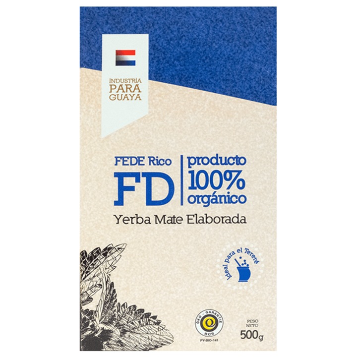 Yerba Mate Tea, Fede Rico Organic Elaborada 500 g