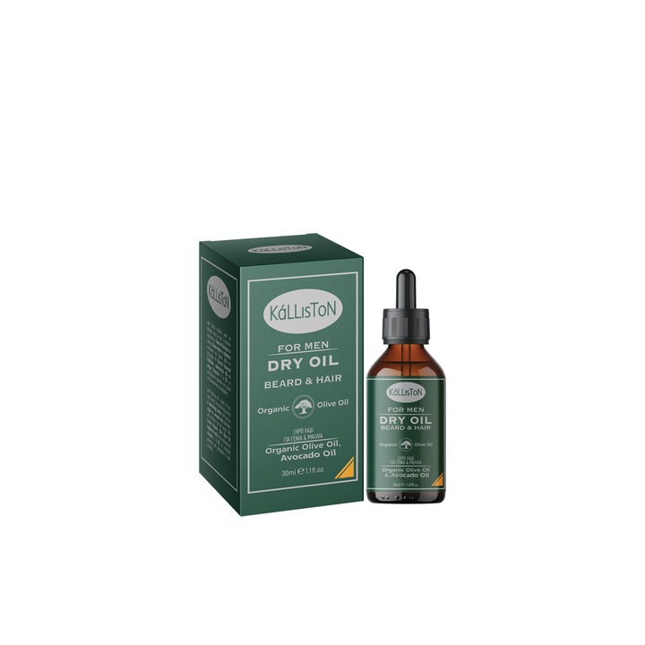 Ulei pentru barba si par cu ulei de masline si bio-ulei de avocado, Kalliston, 30 ml