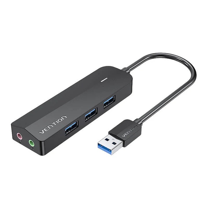 Hub, Vention, USB 3.0, 3 Porturi, CHIBB, Negru