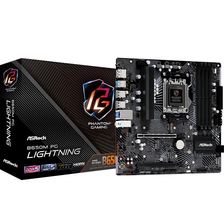 Placa de baza, Asrock, B650M Phantom Gaming Lightning 90-MXBMV0-A0UAYZ
