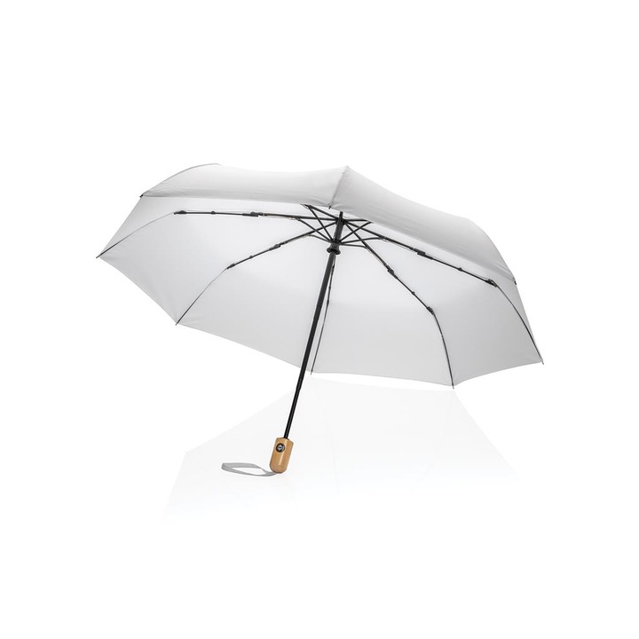 Автоматичен бамбуков чадър XD Design, Полиетилен, 21-инчов, Бял, 57 x 94см