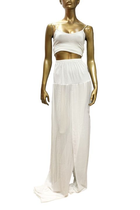 Fusta lunga dama, JUP, Poliester, L, Alb