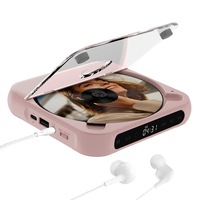 CD Player portabil, Bluetooth, cu casti, reincarcabil, ecran tactil LED, mod rezistent la soc, Bytelike, roz