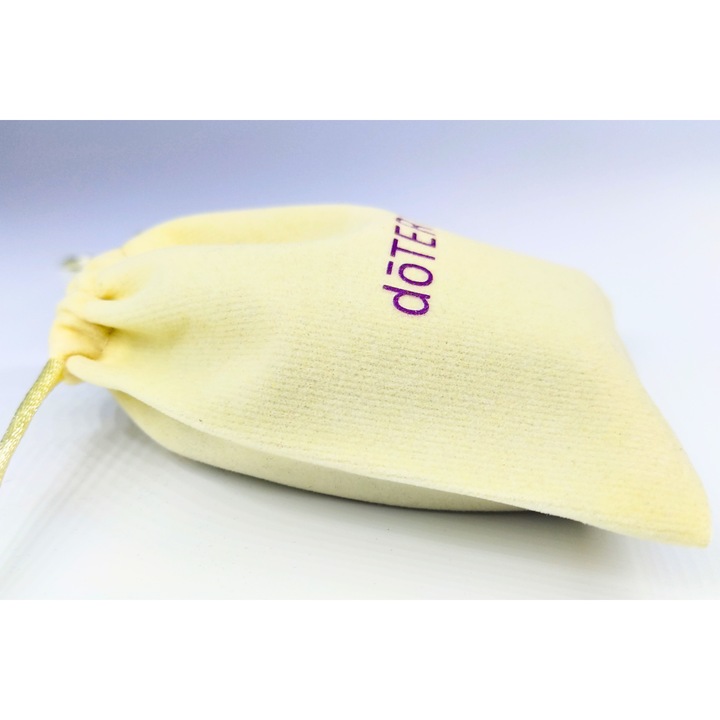 Mini szövet tasak felirattal - Krém 9x11cm