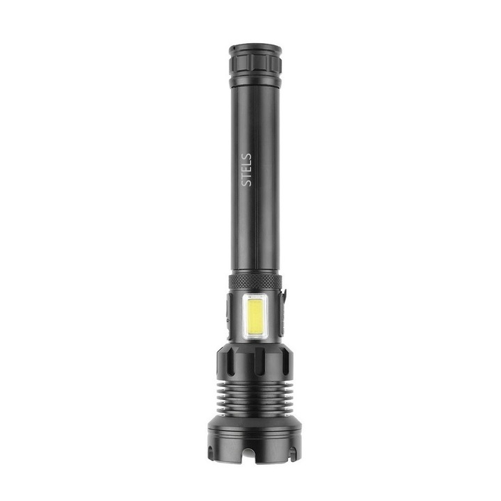 Фенер STELS S90, XHP90, LED, 7 Режима, USB зареждане, Черен