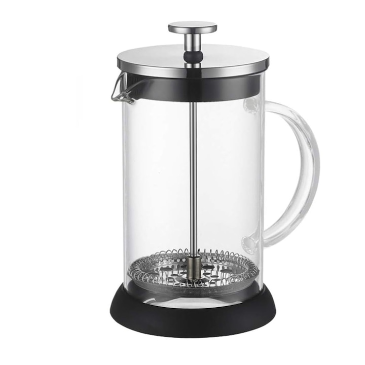 Cafetiera French press din Sticla Termorezistenta, plastic si Inox, 1000 ml