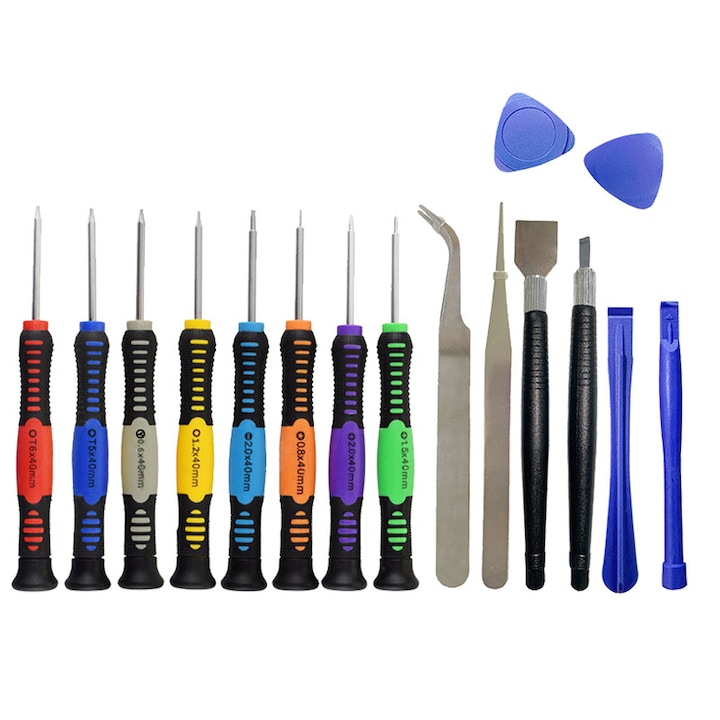 Комплект електронни инструменти за ремонт, JESWO, 16 бр., Стомана, Многоцветни