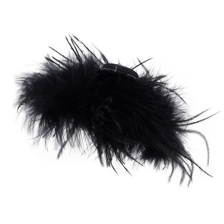 Clama de par, Pene, 11cm, Negru