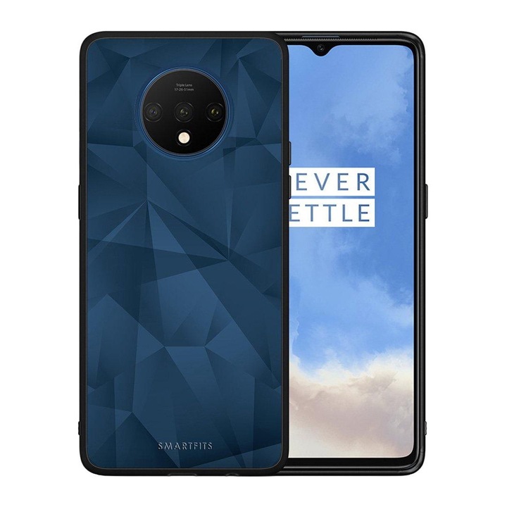 Husa Geometric Abstract pentru OnePlus 7T, Smartfits, TPU/PC, Albastru