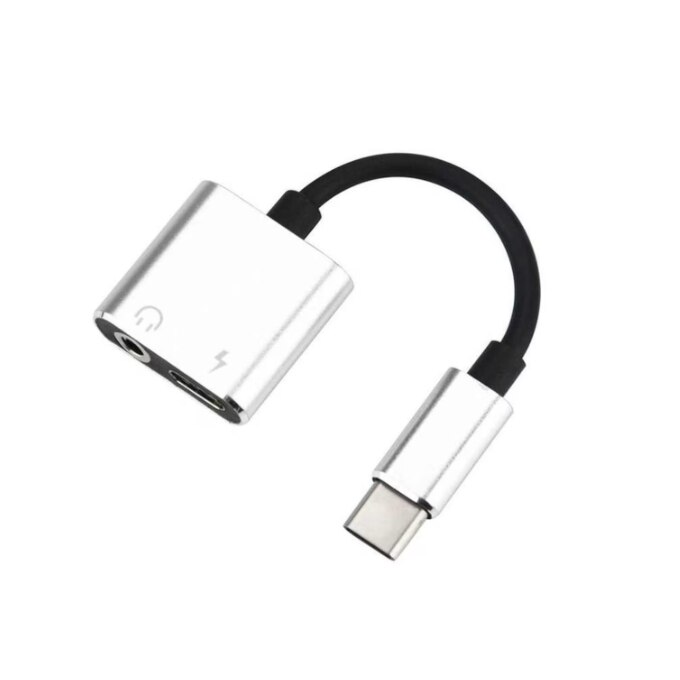 2в1 адаптер, USB Type C сплитер за зареждане и слушалки, 3.5 mm жак ...