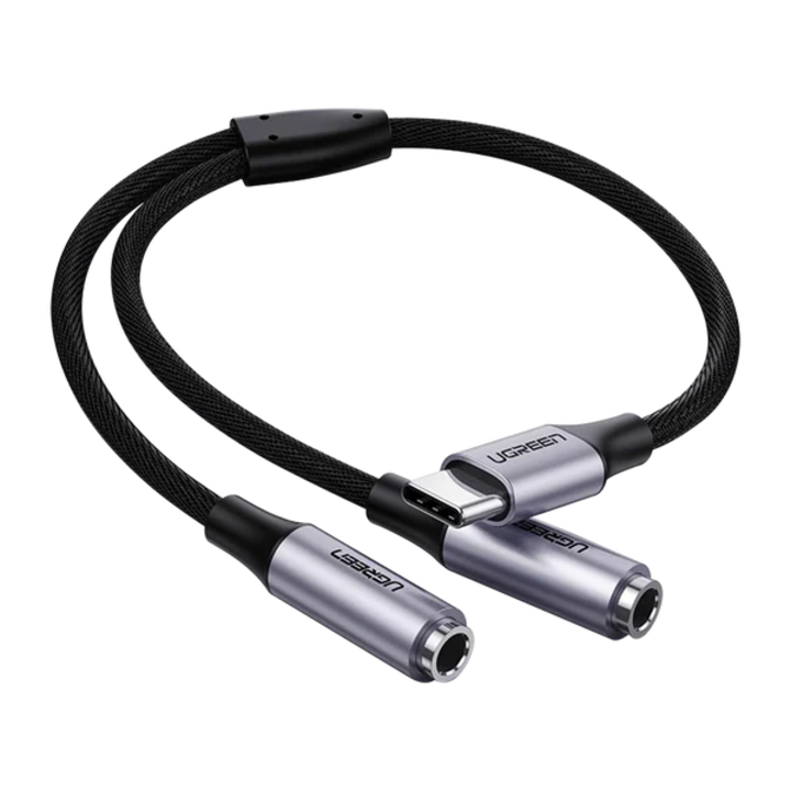 Audioadapter USB Type-C-hez 2 x Jack-mother 3,5 mm, ezüst