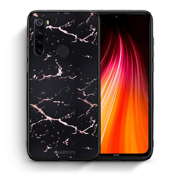 Husa pentru Xiaomi Redmi Note 8, Smartfits, Model Marmura, Negru