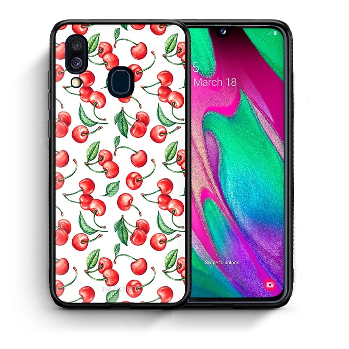 Husa telefon Cherry Summer, Smartfits, Compatibil cu Samsung Galaxy A40