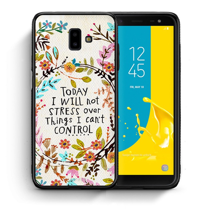 Husa telefon, Smartfits, Compatibila cu Samsung Galaxy J6 Plus, Model cu text si flori, Multicolor