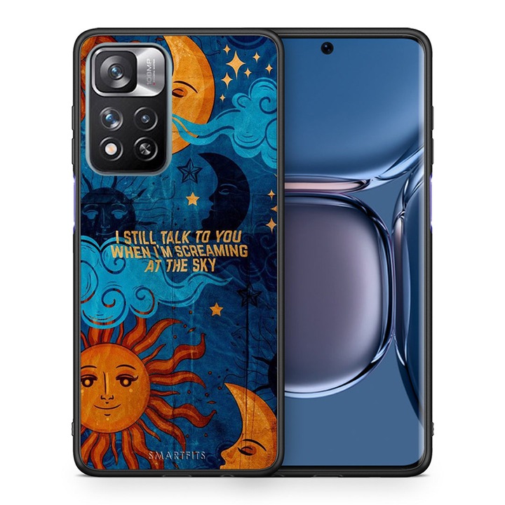 Husa telefon, Smartfits, Compatibila cu Xiaomi Redmi Note 11 Pro Plus, Model cu text si cer, Multicolor