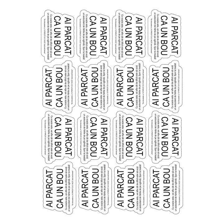 Set 16 Stickere Ai parcat ca un bou din hartie, 6 cm x 5 cm, Waterproof