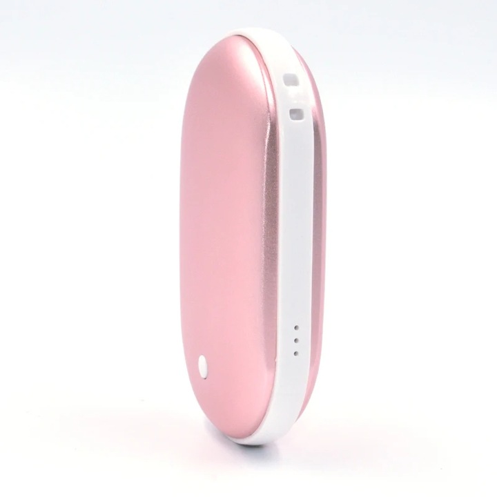 Incalzitor de Maini, Functie de Baterie Externa 5200mAh, 12W, Incarcare USB, 3 Trepte Incalzire, Pana la 8 Ore de Functionare, Roz
