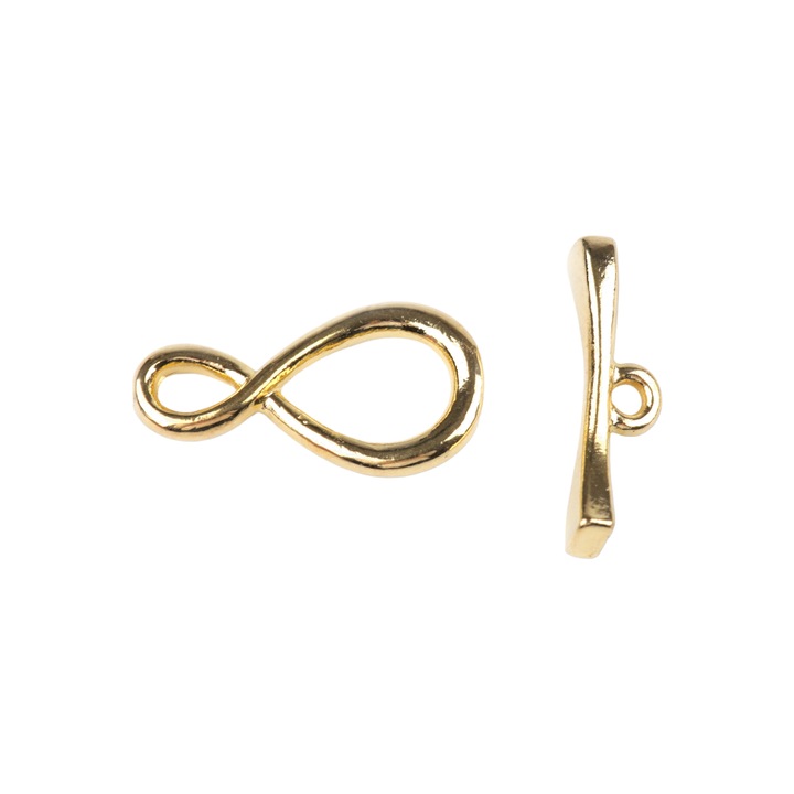 Infinity dekoratív fém csat, 17 x 20 mm, arany