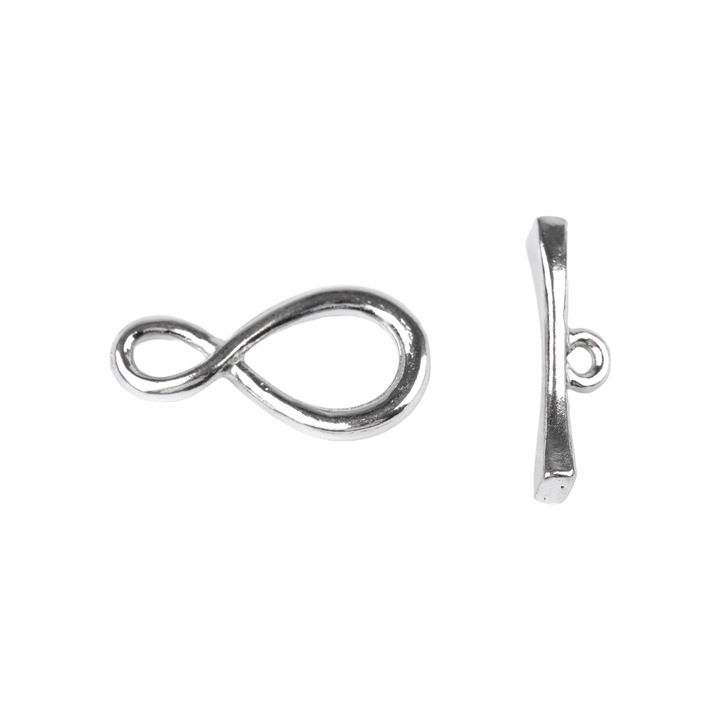 Infinity dekoratív fém csat, 17 x 20 mm, ezüst