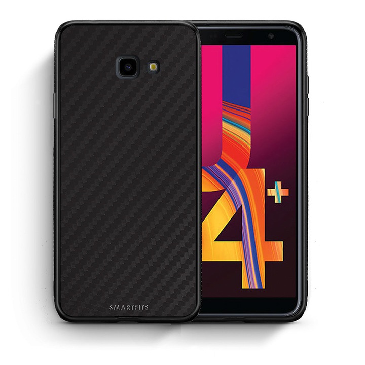 Husa telefon, Smartfits, Compatibila cu Samsung Galaxy J4 Plus, Model carbon, Negru/Gri