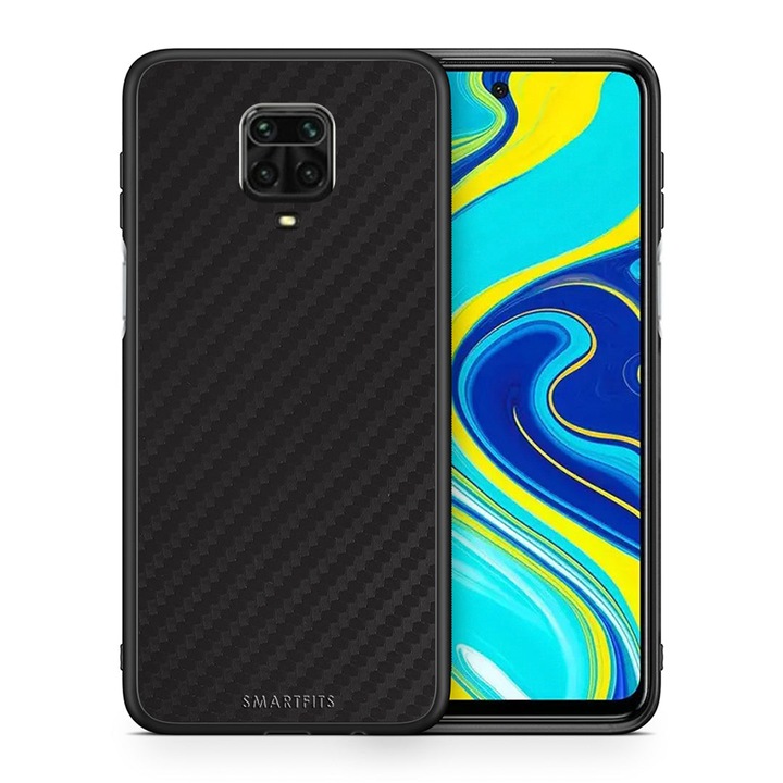 Husa telefon, Smartfits, Compatibila cu Xiaomi Redmi Note 9S/9Pro/9 Pro Max, Model carbon, Negru/Gri