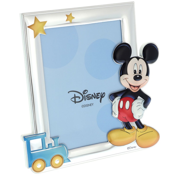 Rama foto argintata Mickey Mouse trenulet 22x22 cm