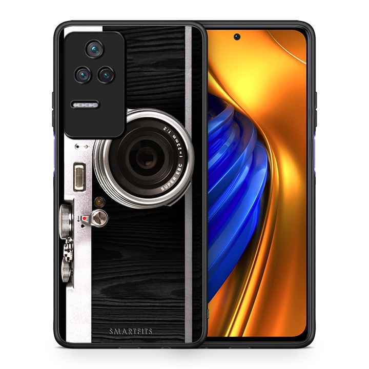 Husa pentru Xiaomi Poco F4/Redmi K40S, Smartfits, Model Emily In Paris, TPU, Negru/Argintiu