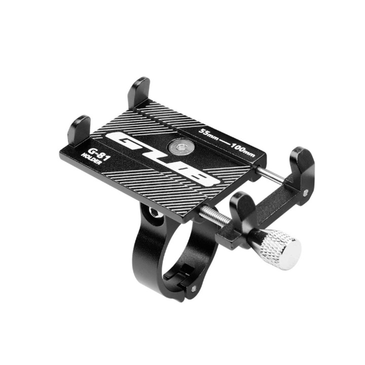 Telefontartó, 55 és 100 mm között állítható, kerékpárkormányra rögzítve, Fekete