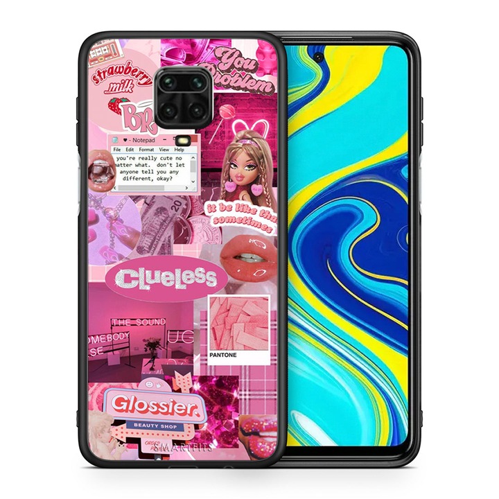Husa compatibila cu Xiaomi Redmi Note 9S/9 Pro/9 Pro Max, Smartfits, Model Pink Love, Roz