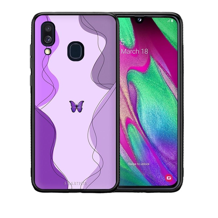 Husa telefon, Smartfits, Pentru Samsung Galaxy A40, Policarbonat/Poliuretan, Mov/Negru