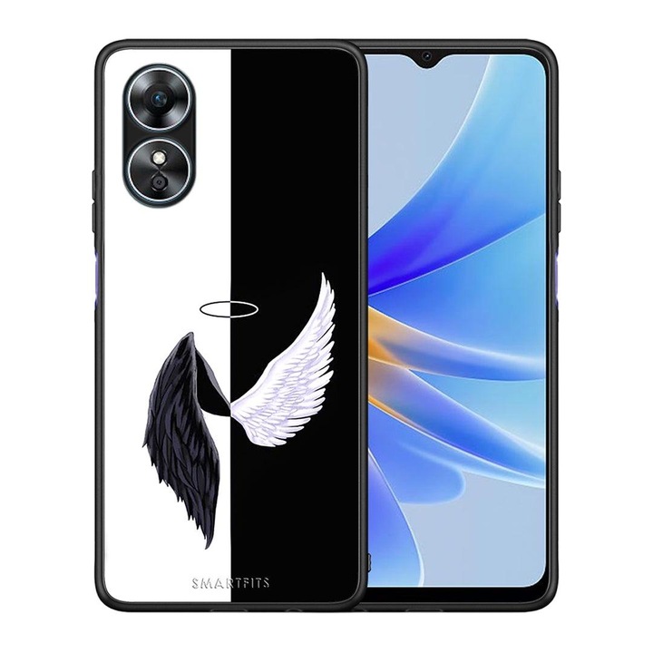 Husa de protectie pentru Oppo A17, Smartfits, TPU/PC, Alb/Negru