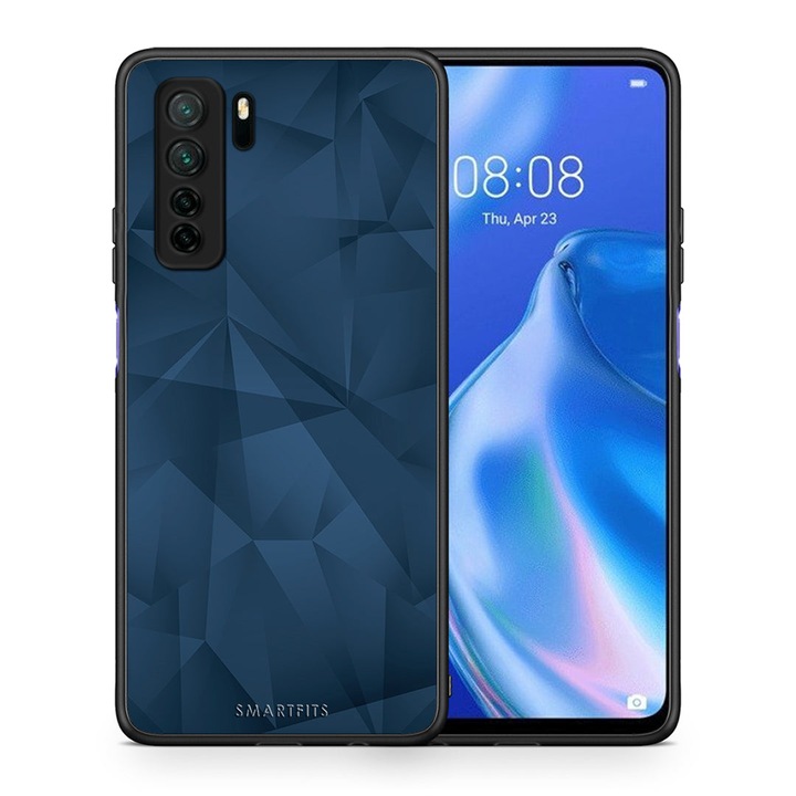 Husa telefon, Smartfits, Geometric Blue Abstract pentru Huawei P40 Lite 5G, Albastru inchis