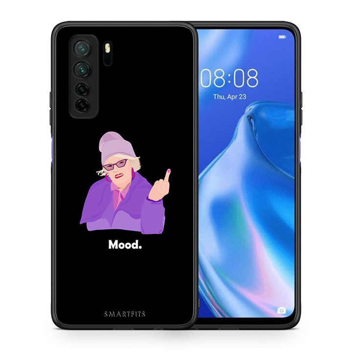 Husa telefon, Smartfits, Bunica Mood Black pentru Huawei P40 Lite 5G, Negru